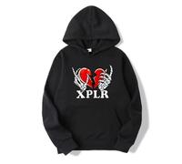 CUTTE Sam and Colby XPLR Heartbreak Hoodie | Official Merch Unisex Pullover | Men's Streetwear Sweatshirt (black,L)