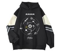CUTTE Stray Kids 5-STAR Hoodie, MANIAC NOEASY MIROH Tour Pullover, Y2K Oversized Zip Up with Hyunjin Han Felix Jisung Designs, Unisex Harajuku Streetwear (black,XXL)