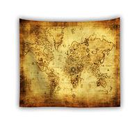 CUTTE World Map Digital Printing Retro Graphic Tapestry Wall Hanging Bedroom Tapestries Home Decoration Wall Cloth,18,200X150cm