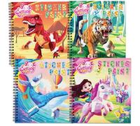 CutteeyFyry 4pcs Sticker Books by Number for Kids Ages 4-8,Boys/Girls Sticker Books with Stories to Improve Intelligence,Kids Plane Activities Book,Girls Crafts Party Birthday Christmas Gifts Toys