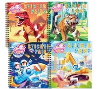 CutteeyFyry 4pcs Sticker Books by Number for Kids Ages 4-8,Boys/Girls Sticker Books with Stories to Improve Intelligence,Kids Plane Activities Book,Girls Crafts Party Birthday Christmas Gifts Toys