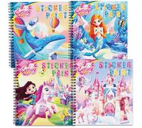 CutteeyFyry 4pcs Sticker Books by Number for Kids Ages 4-8,Boys/Girls Sticker Books with Stories to Improve Intelligence,Kids Plane Activities Book,Girls Crafts Party Birthday Christmas Gifts Toys