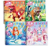 CutteeyFyry 4pcs Sticker Books by Number for Kids Ages 4-8,Boys/Girls Sticker Books with Stories to Improve Intelligence,Kids Plane Activities Book,Girls Crafts Party Birthday Christmas Gifts Toys