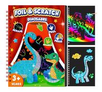 CutteeyFyry Foil Art Fun Kit for Kids,Dinosaur Foil &Scratch Paper Art Set 2-in-1,Crafts for Kid Ages 3-10,Creative Birthday Christmas Travel Toys Gift for Girl and Boy