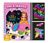 CutteeyFyry Foil Art Fun Kit for Kids,Unicorn Foil &Scratch Paper Art Set 2-in-1,Foils Crafts for Kids Ages 3-10,Creative Birthday Christmas Travel Toys Gift for Girl and Boy