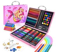CutteeyFyry Mermaid Art Set with Marker Pens, Oil Pastels, Crayons, Colored Pencils for Ages 4-12 - Arts and Crafts Coloring Kit for Girls
