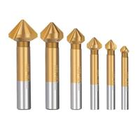 Cutter 6pcs 90 Degree 3 Flute Chamfer Drill Bit | HSS Chamfering End Mill Countersink Drill Bit Deburring Tools