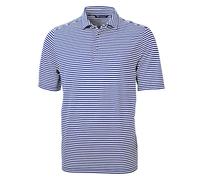 Cutter & Buck Men's Short Sleeve Virtue Eco Pique Stripe Recycled Polo Shirt, Tour Blue, Medium