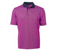 Cutter & Buck Men's Virtue Eco Pique Micro Stripe Recycled Polo Shirt, Gelato/Navy Blue, XL