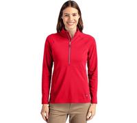 Cutter & Buck Women's Long Sleeve Adapt Eco Knit Half Zip Pullover, Red, M