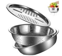 Cutter with strainer, insure with drain basket, stainless steel basin with grater, multifunctional spices choppers, food , rice strainer bowl, fruit wash bowl for chopping