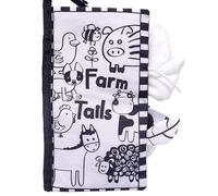 Cutties and Giggles Baby Cloth Books Set, Interactive Animal Tales with Textured Tails, Educational First Books for Infants and Toddlers (Black and White Jungle Tails)