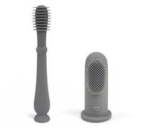 Cutties and Giggles Baby Finger Toothbrush,Tongue Oral Cleaner Kit, Food Grade Silicone Tooth Cleaner, 0-2 Years,Toddler, Soft Silicone Training Aid, BPA Free + Storage Case (Light Grey)