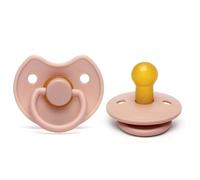 Cutties and Giggles Round Nipple Soother 2-Pack, BPA Free Dummy Pacifier, Natural Rubber Latex 0-6 Months (Pink)