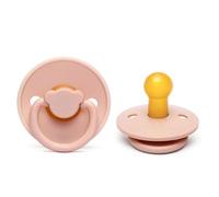 Cutties and Giggles Round Nipple Soother 2-Pack, BPA Free Dummy Pacifier, Natural Rubber Latex 0-6 Months (Pink)