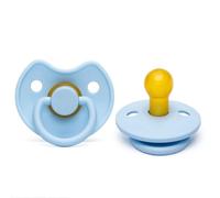Cutties and Giggles Round Nipple Soother 2-Pack, BPA Free Dummy Pacifier, Natural Rubber Latex 0-6 Months (Blue)