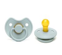 Cutties and Giggles Round Nipple Soother 2-Pack, BPA Free Dummy Pacifier, Natural Rubber Latex 0-6 Months (Grey)