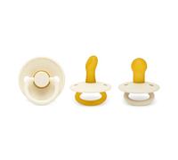 Cutties and Giggles Rubber Baby Soother Set - Designer, Anatomical & Round Shapes | BPA-Free Pacifiers | Orthodontic & Comfort Nipple Options | 6-18 Months | Soft Latex (Beige)