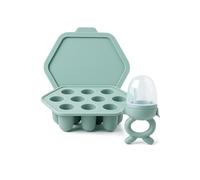 Cutties and Giggles Silicone Baby Fruit Feeder & Breastmilk Popsicle Molds BPA-Free Food Freezer Trays & Storage for Teething Babies & Infant Self-Feeding (Green)
