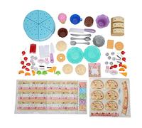 Cutting Birthday Cake Toy DIY Hole Design Plastic Educational Pretend Play Food Toy for Kids Above 3 Years Old 6 Piece Set with 69 Accessories