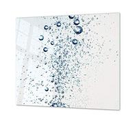Cutting Board and Cooktop Cover - Impact & Shatter Resistant Glass; Measures: Single: 60 x 52 cm”; Double: 2 x 30 x 52 cm; D02 Water Series: Water 24