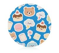 Cutting Board Animal Cake Festival Printed Cheese Delicatessen Cutting Board Round Tempered Glass Suitable for Kitchen Table Centerpiece