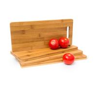 Relaxdays Cutting Board Bamboo With Handle: 1.5 x 35 x 15 cm also as Breakfast Or Serving Boards Set of 4 Wooden Chopping Kitchen Double-Sided Four Blade-Protective Boards, Natural Brown