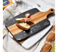 Cutting Board, Chopping Board, Faux Marble And Wood Charcuterie Board, Cheese Tray/Steak Tray, Wooden Cheese Board(black)