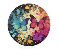 Cutting Board Colorful Butterfly Pattern Printed Cheese Delicatessen Cutting Board Round Tempered Glass Suitable for Kitchen Table Centerpiece