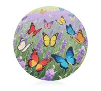 Cutting Board Colorful Butterfly Printed Cheese Delicatessen Cutting Board Round Tempered Glass Suitable for Kitchen Table Centerpiece