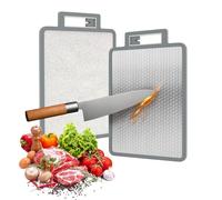 Cutting Board for Kitchen Double Sided 304 Stainless Steel & Wheat Straw Chopping Boards, Scratch Resistant Mesh Design, Non Toxic Chopping Board for Meat and Vegetables