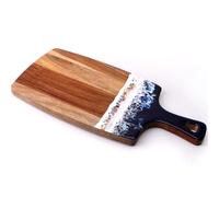 Cutting Board Gift for Beach Lovers, Ocean Resin Charcuterie Board Set, Unique Gift for Couple, Gift for the Fifth Year (Board with Handle 15”x7.3”)