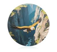 Cutting Board Golden Eagles in The Valley Printed Cheese Delicatessen Cutting Board Round Tempered Glass Suitable for Kitchen Table Centerpiece