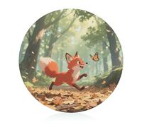Cutting Board Little Fox in The Forest Printed Cheese Delicatessen Cutting Board Round Tempered Glass Suitable for Kitchen Table Centerpiece