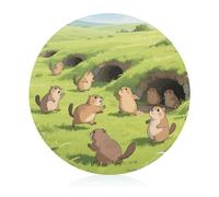 Cutting Board Marmots Outside The Caves Printed Cheese Delicatessen Cutting Board Round Tempered Glass Suitable for Kitchen Table Centerpiece