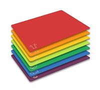 Cutting Board Mats Flexible Plastic Colored Mats with Food Icons, Fotouzy BPA-Free, Non-Porous, Anti-Skid Back and Dishwasher Safe, Set of 7