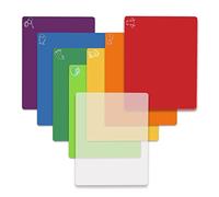 Cutting Board Mats Flexible Plastic Colored Mats with Food Icons, Fotouzy BPA-Free, Non-Porous, Anti-Skid Back and Dishwasher Safe, Set of 7+1