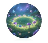 Cutting Board Mysterious Grassland Printed Cheese Delicatessen Cutting Board Round Tempered Glass Suitable for Kitchen Table Centerpiece