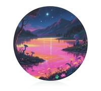 Cutting Board Mysterious Night Scene Printed Cheese Delicatessen Cutting Board Round Tempered Glass Suitable for Kitchen Table Centerpiece