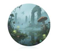 Cutting Board Mysterious Swamp Printed Cheese Delicatessen Cutting Board Round Tempered Glass Suitable for Kitchen Table Centerpiece