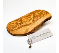 Cutting Board - Olive Wood Untreated - Natural Cut with Edge Left in Natural State - 13.78"