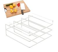 Cutting Board Organizer - 27x26x11.5cm Stainless Steel Rack, Outstanding Under Cabinet Choppingboard Stand | Space Saving Kitchen Storage Holder for Cutting Boards Lids Trays Counter Cabinet