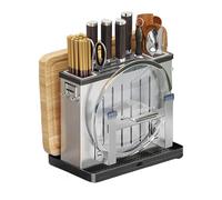 Cutting Board Organizer - Chopping Rack With Removable Drain Tray, Kitchen Pot Pan Lid Holder, Countertop Storage Stand, Bakeware Sheet Divider, Steel Wire Frame | for Apartment Daily Shared Usage