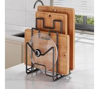 Cutting Board Rack, With Sturdy Iron Construction, Functional Open Layout, 15 * 14.5 * 21cm(Black)