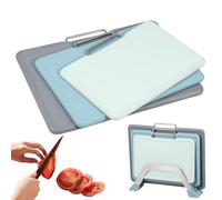 Cutting Board Set with Stand Multifunctional Kitchen Cutting Boards Sets with Grinding Area and Scale Marking 3 Sizes Chopping Boards Set Handle Non Slip Cut Board for Home Kitchen
