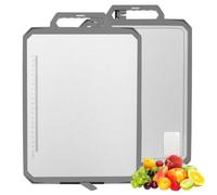 Cutting Board, Stainless Steel Food Grade Double Sided Kitchen Antibacterial Sharpening Anvil Wheat Straw Cutting Boards, for Kitchen Meat Fruit Vegetable, Non Slip Easy to Clean, 17.3*11.8in 1Piece