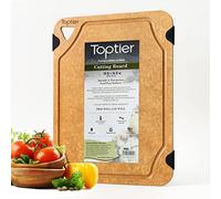 Cutting Board, Toptier Wood Fiber Cutting Board for Kitchen, Non-Slip Kitchen Wood Chopping Board, Reversible, Eco-Friendly, Natural Wood Fiber, Medium Cutting Board, 14.5 x 11-inch, Natural Slate