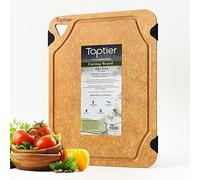 Cutting Board, Toptier Wood Fiber Cutting Board for Kitchen, Non-Slip Kitchen Wooden Chopping Board, Reversible, Eco-Friendly, Natural Wood Fiber, Large Cutting Board, 17.5 x 13-inch, Natural Slate
