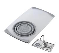 Cutting Board with Strainer for Sink | Multifunction Sink Strainer | Over The Sink Cutting Board Non-Slip Foldable Colander Pasta Strainer for Fruit Vegetables