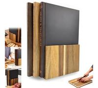 Cutting Boards That Look Like Books, Book Cutting Board Set, The Cutting Board Library with Wooden Stand, for Fruits, Vegetables, Meat, Fish, Cheese, Bread and The Books Loving Chef (1 Set)